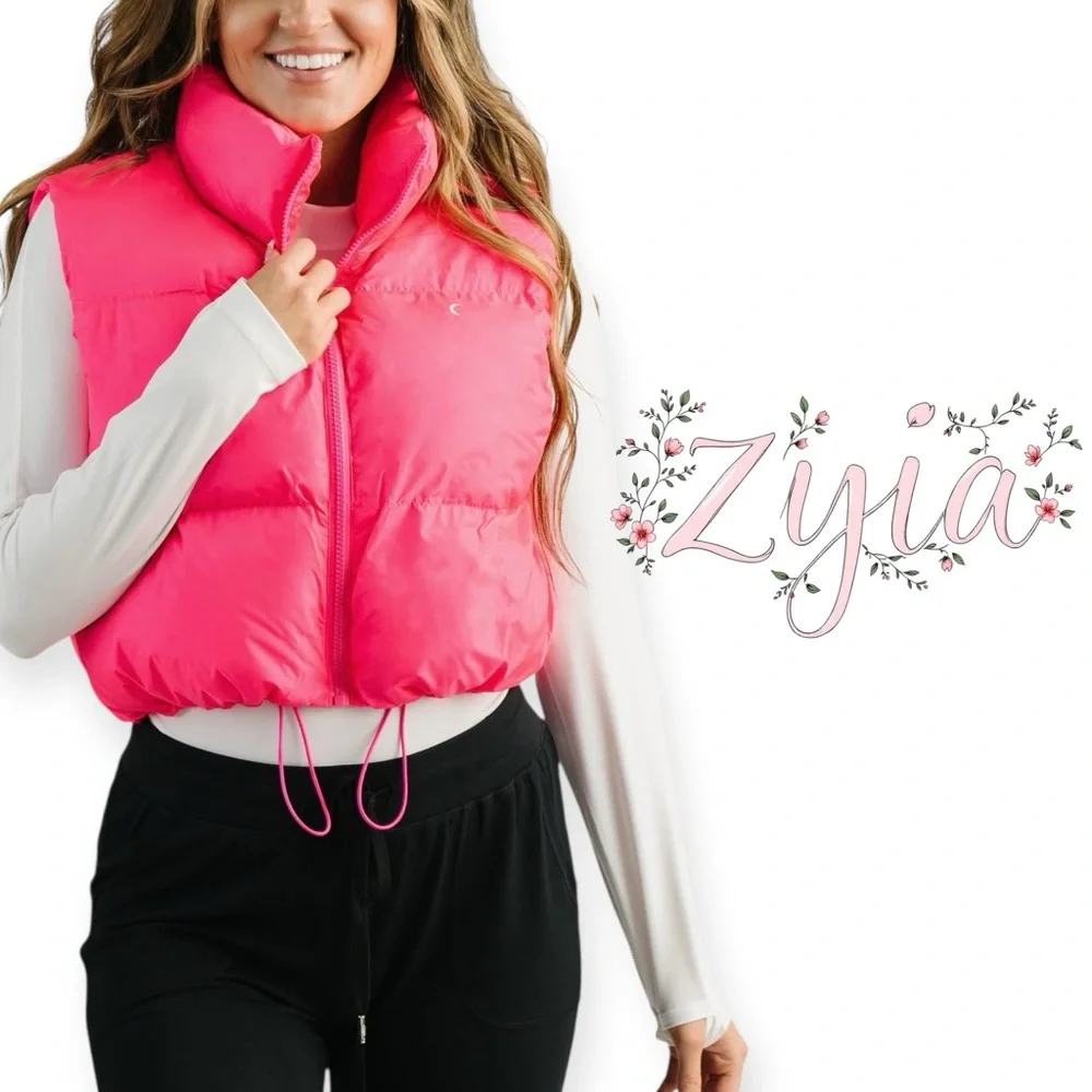 ZYIA hot pink cropped puffer vest Size Medium ZYIA elevate puffer vest - Picture 9 of 9